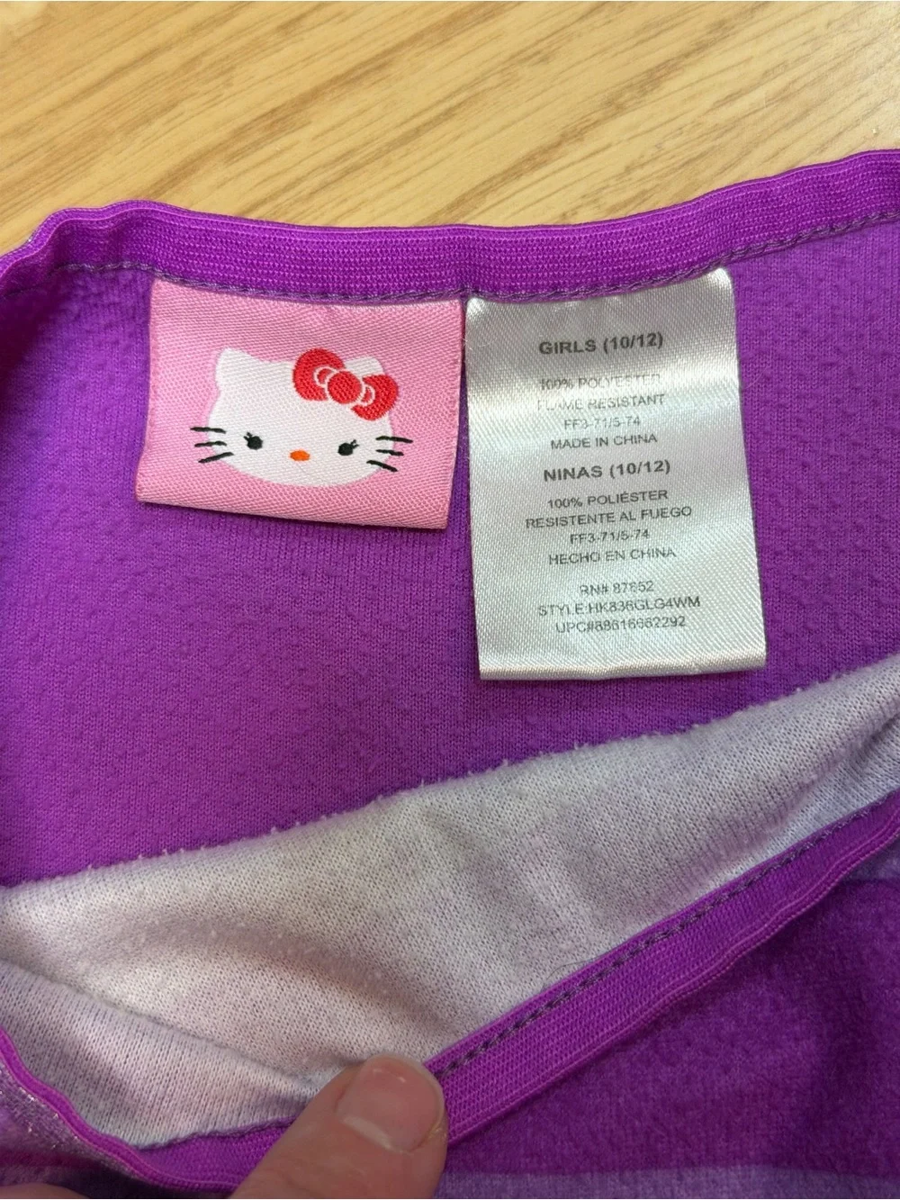 Hello Kitty Girls 10/12 Purple Pink Long Sleeve Nightgown Sanrio Sleepwear